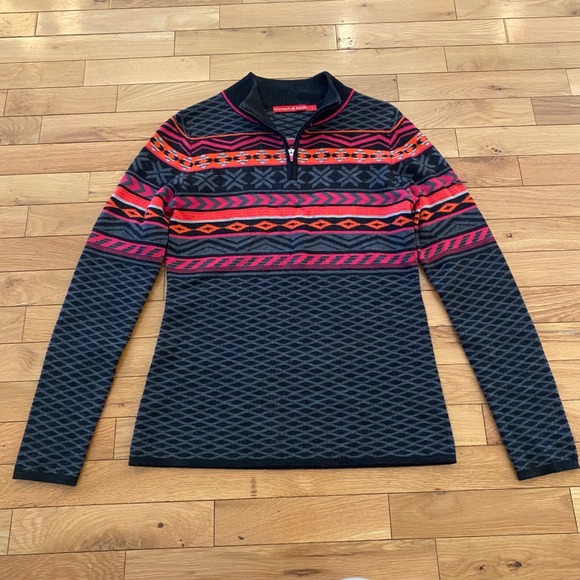 Krimson Klover Sweaters - Krimson Klover Over Yonder UltraFine Merino Wool Nordic FairIsle 1/4 Zip Size M